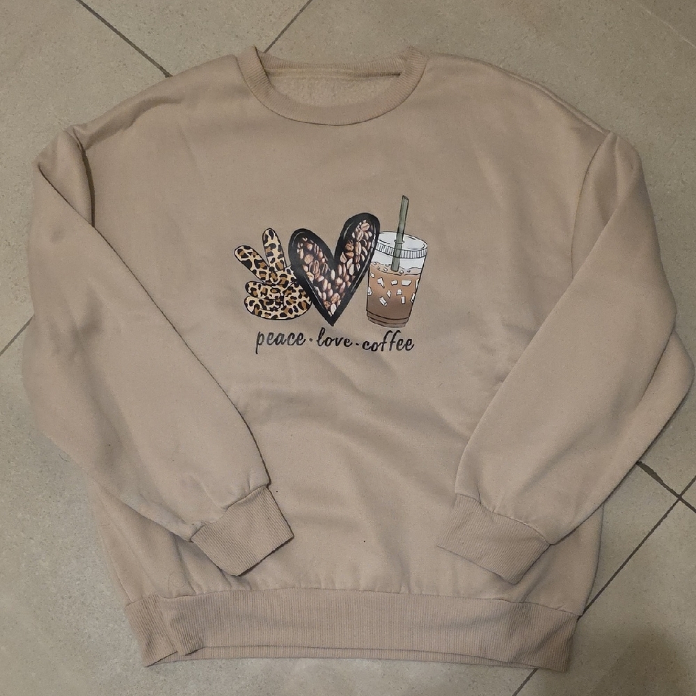 SHEIN Tan Graphic Fleece Top